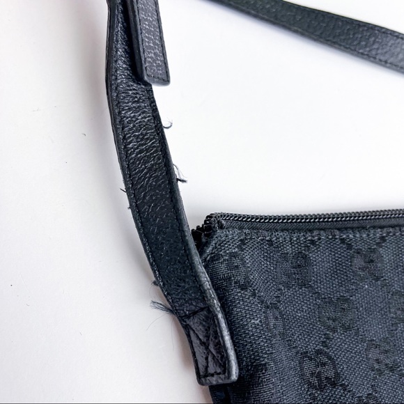 Authentic Gucci Black Canvas Monogram Pouchette Small Bag - Picture 7 of 9